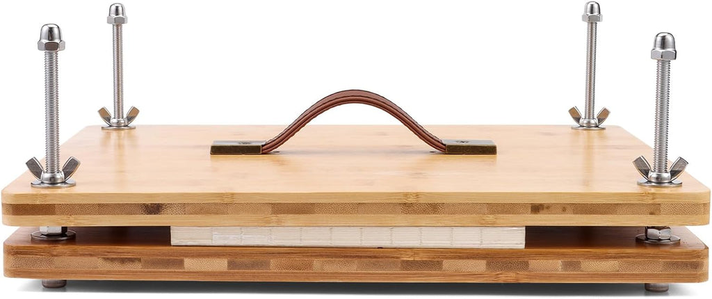 RANERVZ Large Bookbinding Press with Portable Handle, Bamboo Wood Oversized 14.8 x 11.4 Inch Ergonomic Book Binding Paper Machine Handmade DIY Craft Projects Binder Tool Supply Easy Assemble
