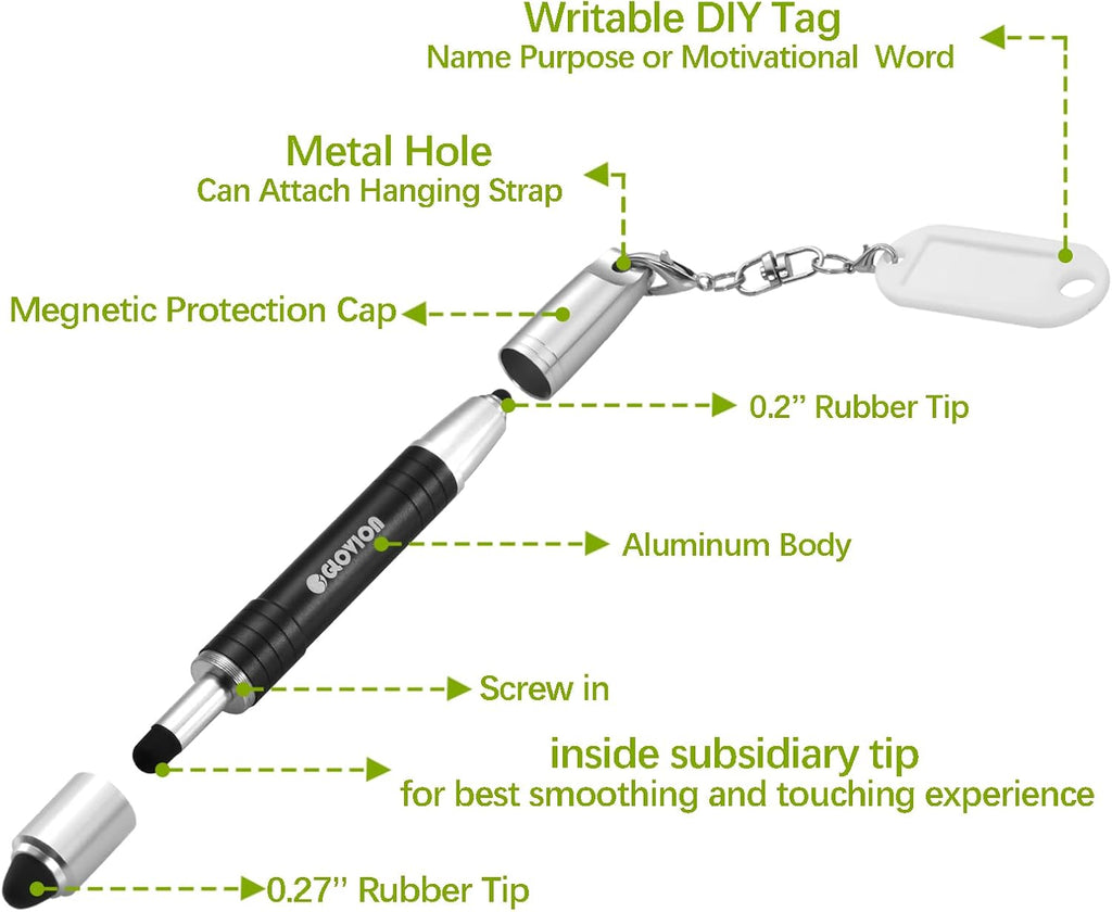 Stylus Pen for ipad iPhone Capacitive Stylist with Magnetic Cap, Touch Screens Stylus Pens for Kids Tablets All Touch Screen Devices - Black