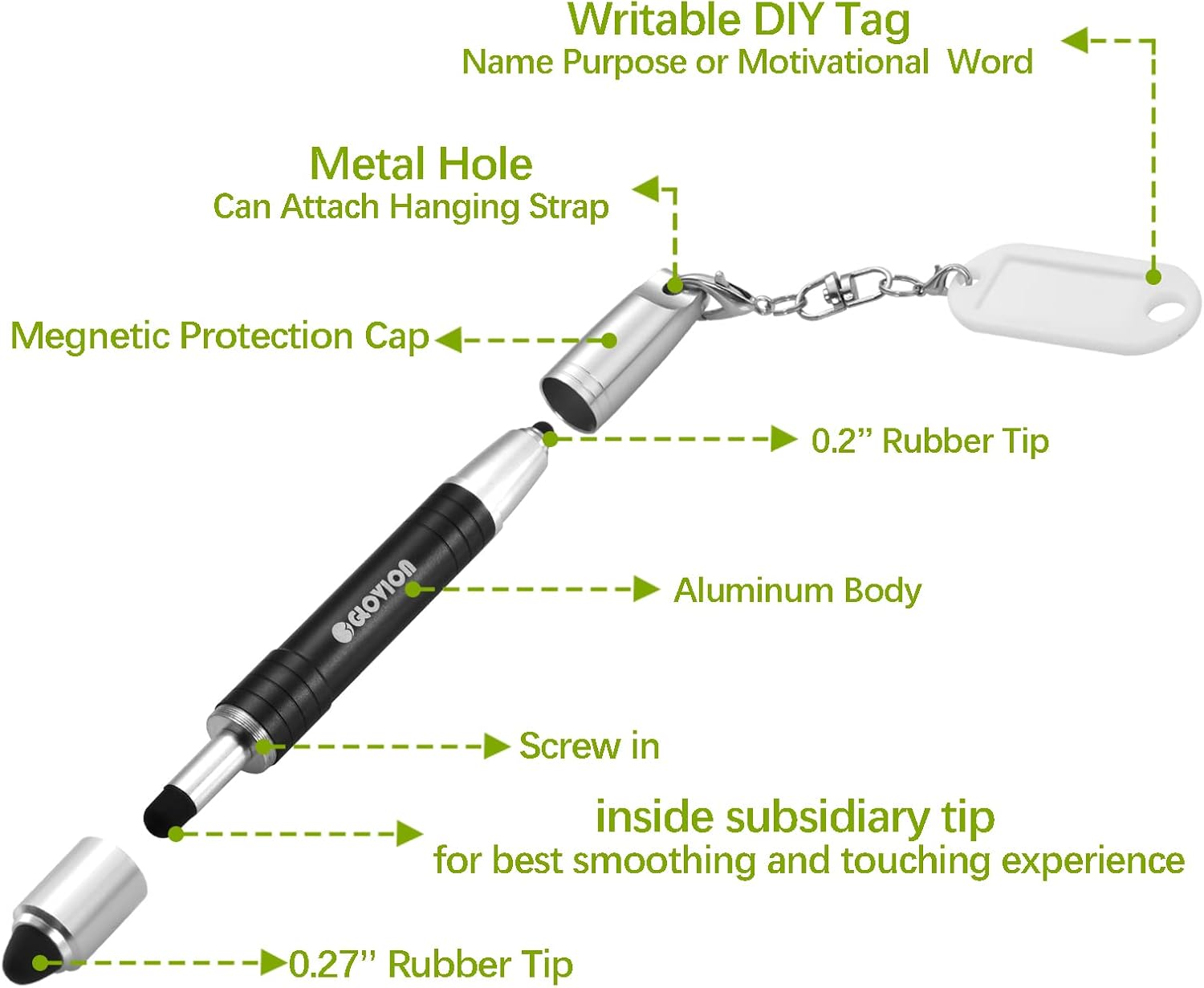 Stylus Pen for ipad iPhone Capacitive Stylist with Magnetic Cap, Touch Screens Stylus Pens for Kids Tablets All Touch Screen Devices - Black