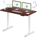 FLEXISPOT E3 Dual Motor Electric Standing Desk 60x24 Inch Whole-Piece Board Height Adjustable Electric Sit Stand Desk (White Frame + Mahogany Desktop, 2 Packages)