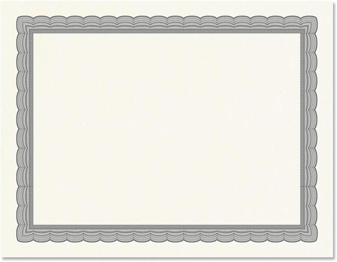 Executive Gray & White Parchment Certificate Papers - Pack of 25, Laser & Inkjet Printer Compatible, For Office, Business Awards, Graduation, School Diplomas, 8-1/2" x 11" on 60 lb. Text Stock