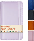 Leather Professional Business Card Holder Book Organizer, 240 Card Slots Capacity Booklet, Premium PU Name Cards Storage Folder with Soft Cover, Credit Card Binder Holder for Men/Women (Purple)