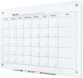 J&J worldwide Magnetic Whiteboard Calendar, 3' x 2' Glass Wall Calendar Dry Erase Board Monthly Planner for Home, School, Office, Frameless, with Markers, Marker Tray, Eraser, Magnets, 35 x 23 Inches
