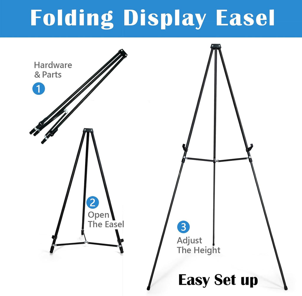 Falling in Art 70" Adjustable Aluminum Display Easel Stand, Versatile Tripod Easel for Artistic Presentations Stand, Lightweight and Sturdy for Art Shows, Exhibitions, and Studios, 2 Pack