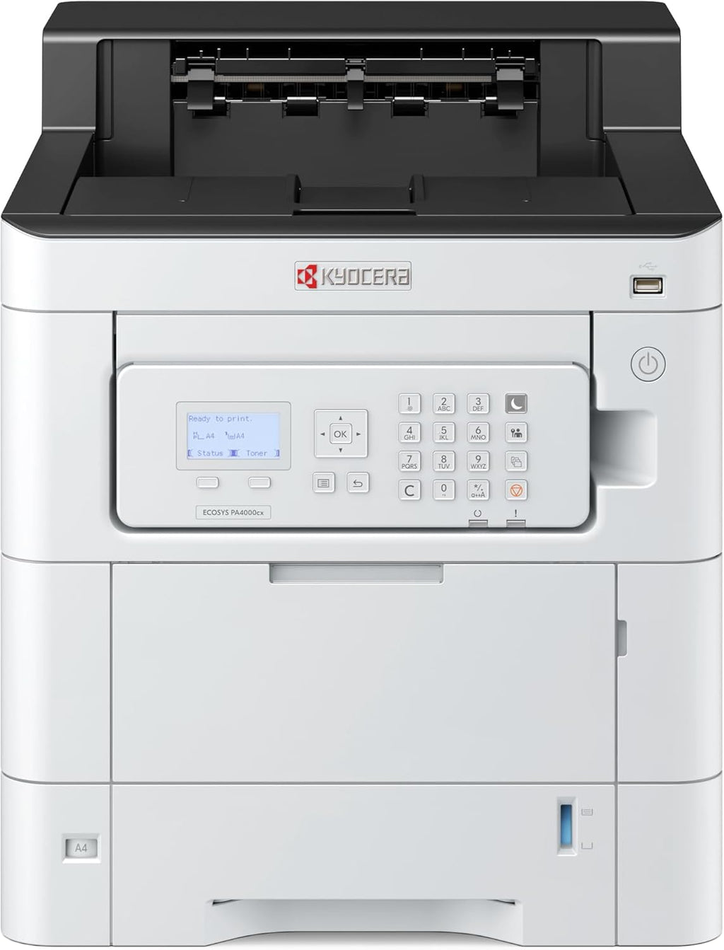 KYOCERA ECOSYS PA4000cx Color Laser Printer 42 ppm, 1200 dpi, Gigabit Ethernet, 5 Line LCD with Hard Key Control Panel, 650 Sheet Capacity