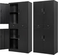 BESFUR Metal Cabinet, Garage Storage Cabinet with Drawers and Adjustable Shelves for Garage, Office, Classroom- Black