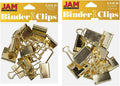 JAM PAPER Colorful Binder Clips Assortment - Medium & Large Size - Gold Binderclips - 27 Clips/Pack