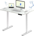 FLEXISPOT E3 Dual Motor Electric Standing Desk 48x30 Inch Whole-Piece Board Height Adjustable Electric Sit Stand Desk (White Frame + Marble Grey Desktop, 2 Packages)