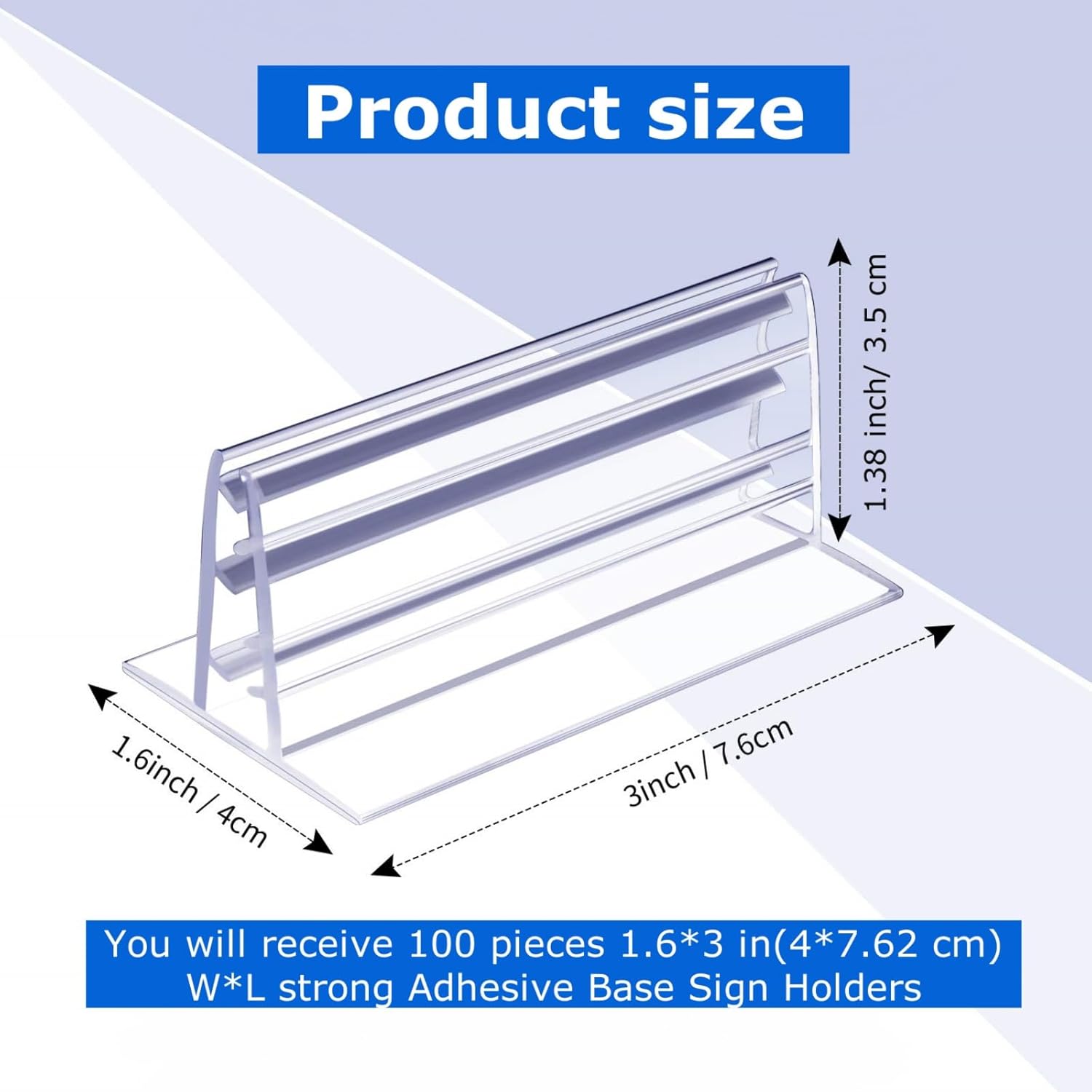 Fulmoon 100 Pcs Sign Holder, Adhesive Base Sign Holders Multiple Uses for Counters, Warehouses, Base Holders with Strong Adhesive (1.6 * 3in)