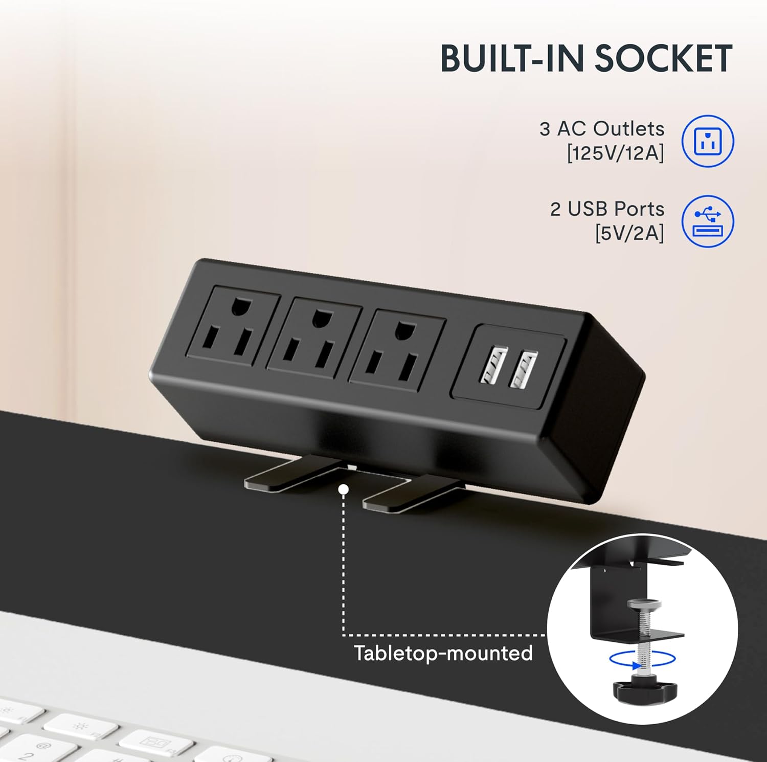 FLEXISPOT EN2 Whole-Piece Standing Desk with Clamp Power Strip, 48 x 30 Electric Stand Up Height Adjustable Desk with Cable Management (Black Frame + 48" Gray Wood Grain Desktop, 2 Packages)