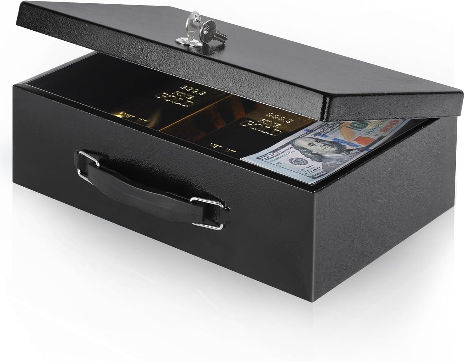 xydled Fire Resistant Safe Fire Safe Box with Key Lock for Home Office Security Storage for Valuables Documents,12.6 x 8.4 x 4 Inch,Black