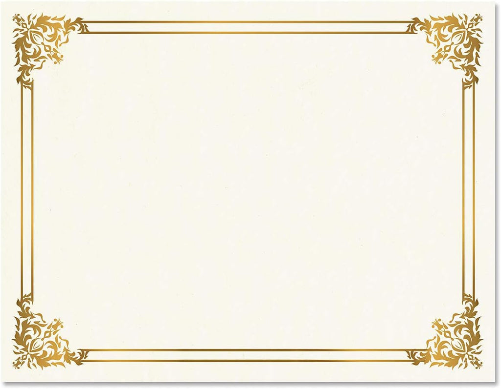 Empire Gold & White Parchment Certificate Papers - Pack of 100, Not FOIL, Laser & Inkjet Printer Compatible, For Office, Business Awards, Graduation, School Diplomas, 8-1/2" x 11" on 60 lb.Text Stock