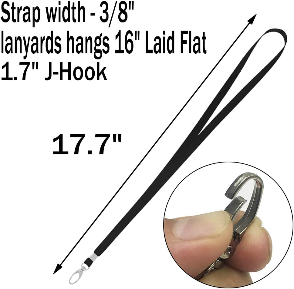 10 Pcs Lanyards Black Lanyard for Id Badges Nylon Lanyard Bulk Clip Swivel Hook for Office Id Badges Key Chains (Black)