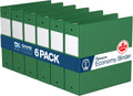 Premium Economy 6-Pack 3-Ring Binders for School or Office, Round-Ring Binders, 3 Inch, Green