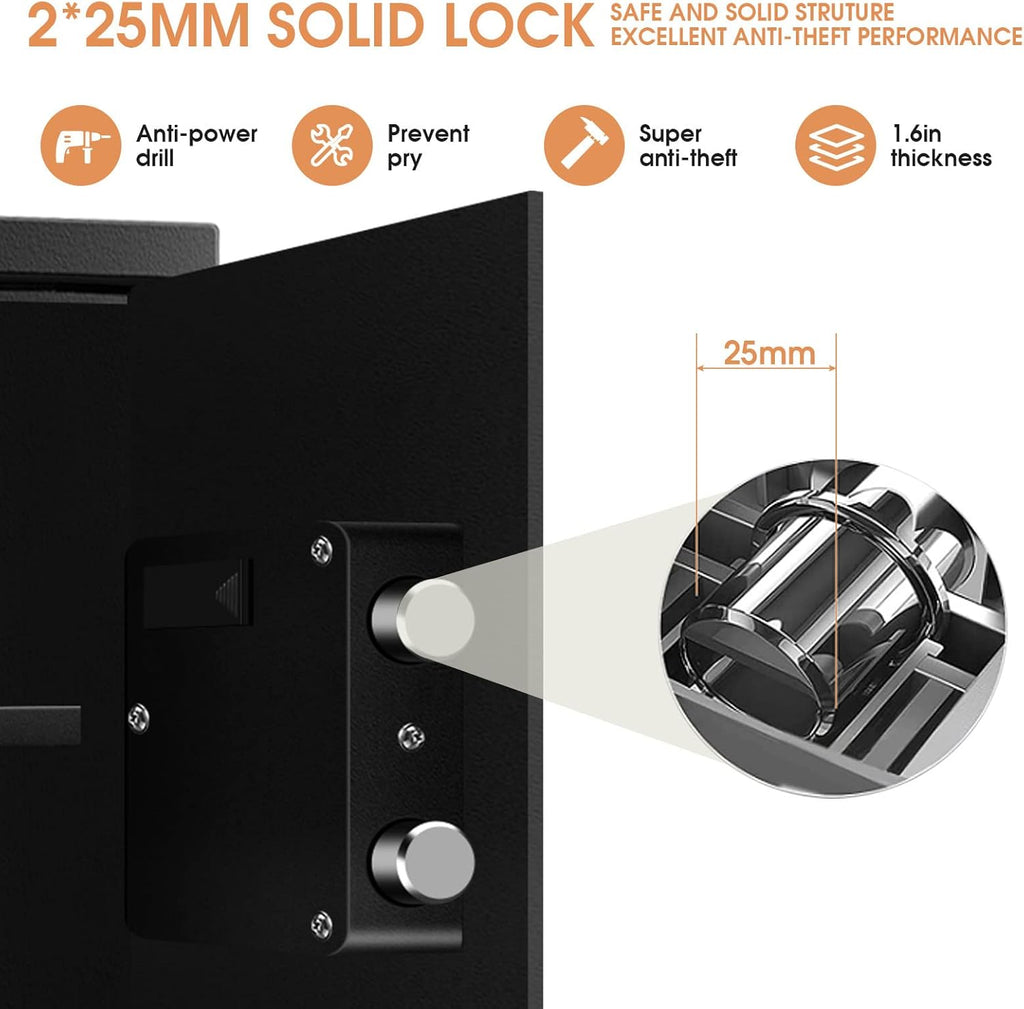 3.3 Cubic Feet Large Safes for Home Use Fire and Water proof, Digital Security Safe with Key and Combination, Home Safes Water and Fireproof for Firearm Medicine Money Valuables