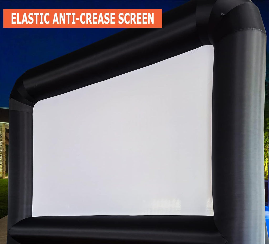 HuaKastro 14 FT Inflatable Projector Screen – One-Piece Design, Easy Setup Blow-Up Movie Screen with Quiet Fan, Ideal for Outdoor & Indoor Movie Nights, Backyard Events, and Parties (Stable Base)