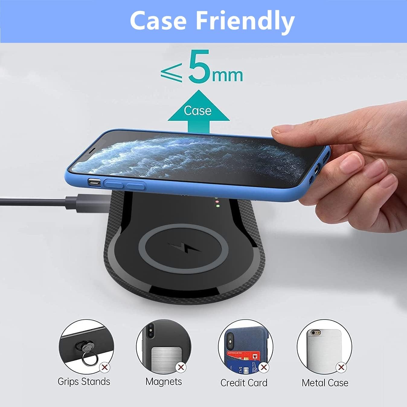 40W Wireless Charging Pad, Dual 20W Fast Wireless Charging Mat for iPhone 16 15 14 13 12 11/SE/X/XS,Apple Airpods 4/3/Pro,15W Wireless Charger Station for Samsung Galaxy S25/Buds (Black with dapter)