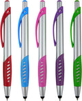 2 in 1 Capacitive Stylus & Ballpoint Pen Comfort Grip for Any Touchscreen Device, iPad, iPhone 6,6 Plus, iPod, Android, Galaxy, Dell, Note, Samsung (Silver-5 Pack)