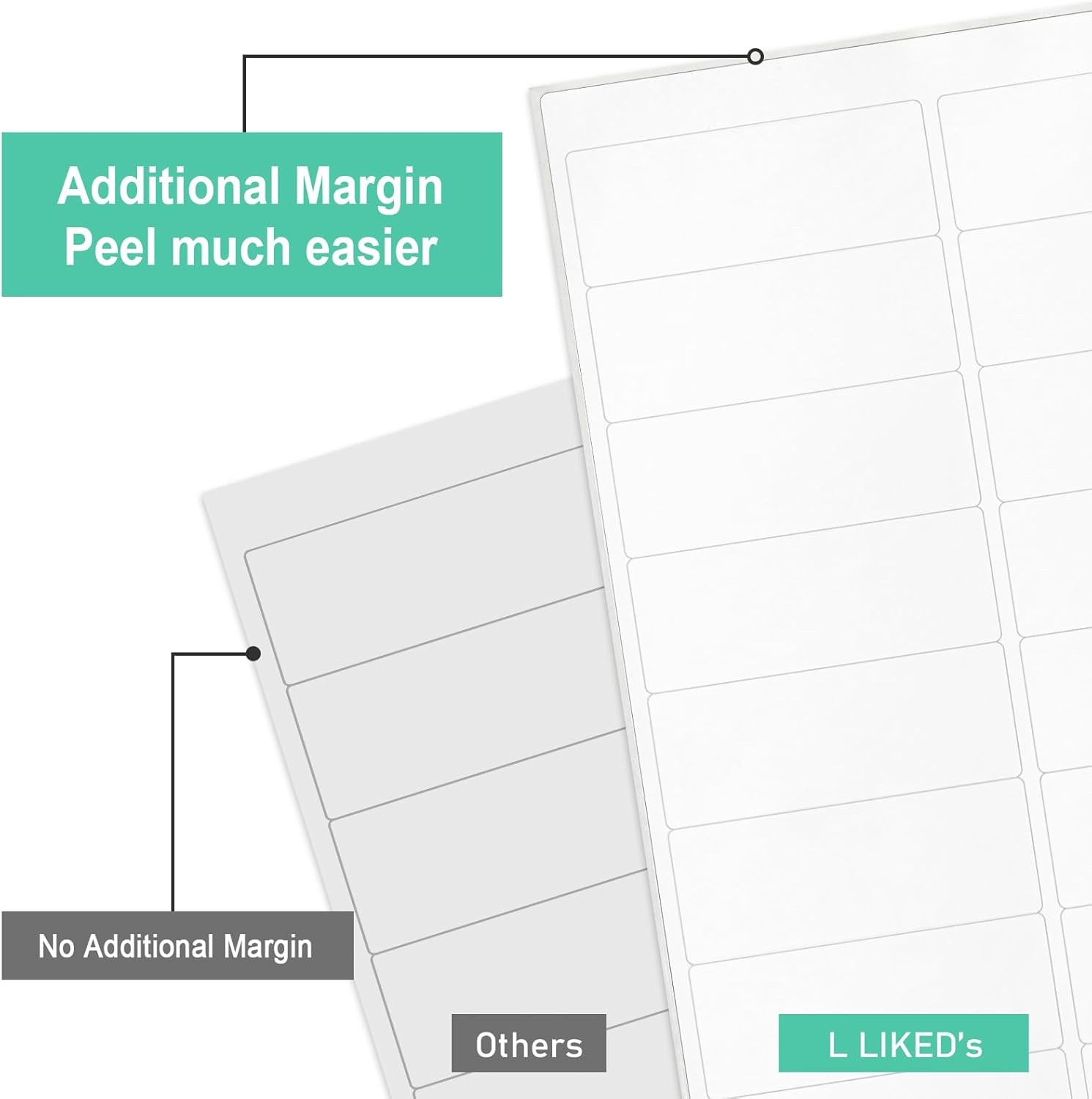 L LIKED Printable Address Labels, 1" x 2-5/8", 1,500 Labels, 30 per Sheet, Label Stickers for Envelopes (50 Sheets)