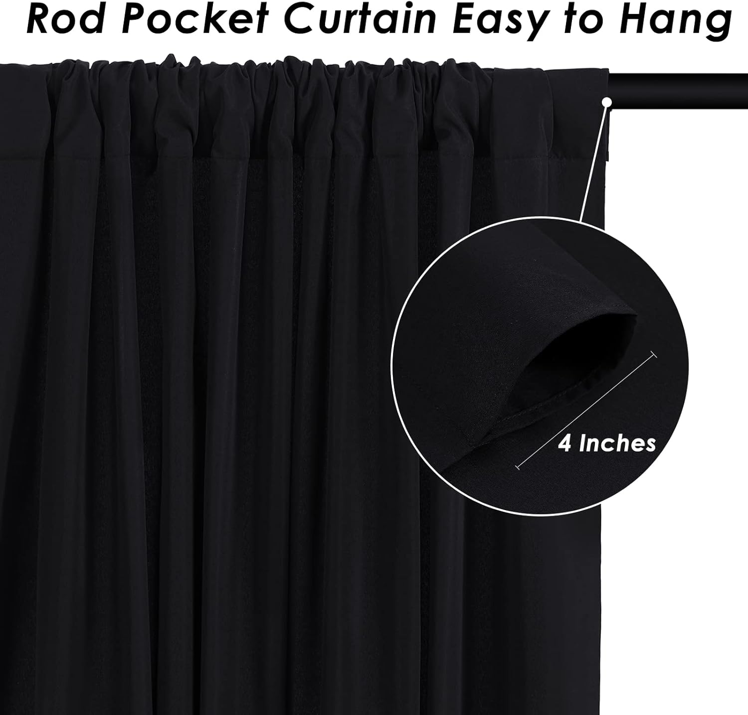 Black Backdrop Curtains 30ft x 10ft: Polyester Photo Backdrop Drapes - 6 Panels 5x10ft for Halloween Party Stage Birthday Background Decoration