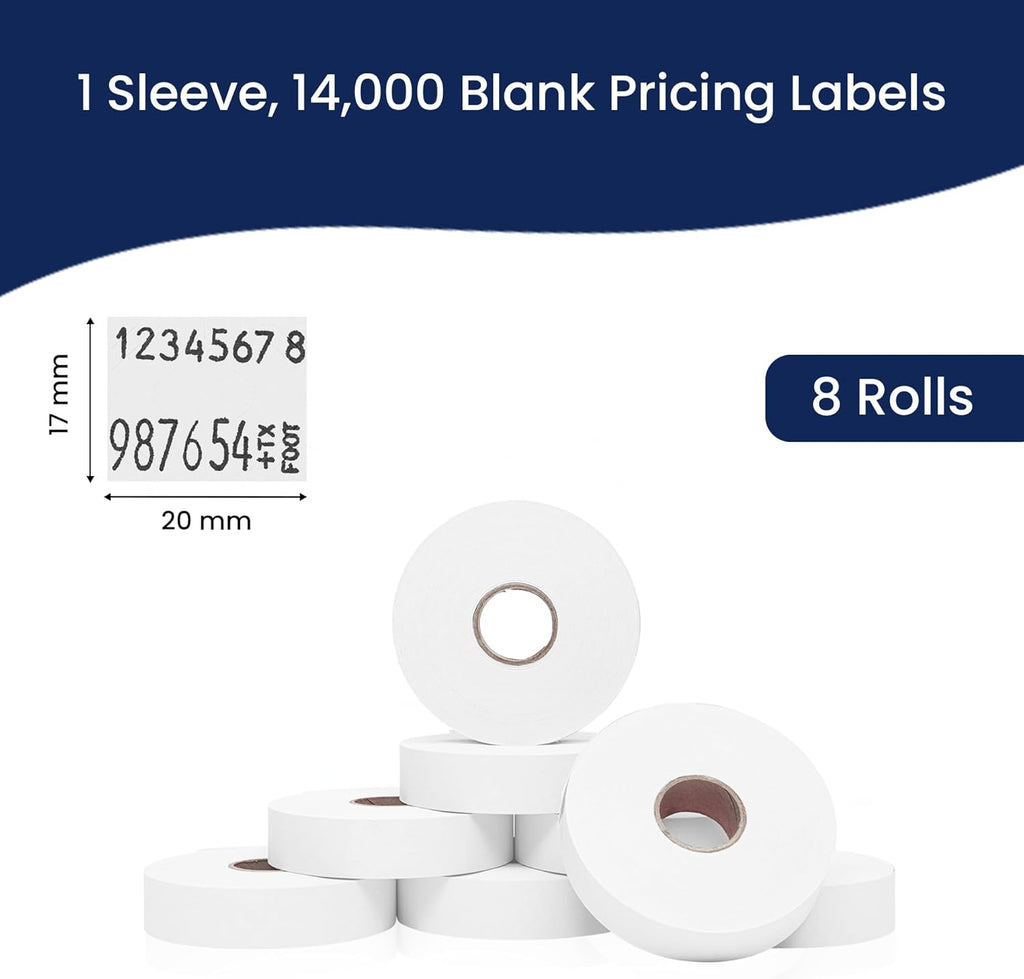 Perco White Pricing Labels for Monarch 1136 Price Gun - 8 Rolls, 14,000 Price Marking Labels