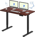 FLEXISPOT E3 Dual Motor Electric Standing Desk 55x28 Inch Whole-Piece Board Height Adjustable Electric Sit Stand Desk (Black Frame + Mahogany Desktop, 2 Packages)