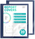 Binditek 30 Pack Clear Front Report Covers with 3 Prongs, 100-Sheet Capacity, Heavy-Duty Plastic Report Folder with Navy Back Covers, 3 Metal Prongs Fasteners, for Letter Size, Office Supplies