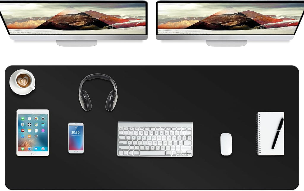 Boutilon Leather Desk Pad Protector,Non-Slip Mouse Pad,Laptop Desk Pad,Office Mouse Mat,Waterproof Leather Desk Blotter,Desk Writing Pad for Office and Home (XXXL-Black,47"x 24")