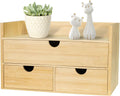 Bamboo Desk Organizer, Desktop Organizer with 3 Drawer, Tabletop Storage Organization Box for Bills, Countertop, Home Office Supplies