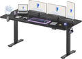 FLEXISPOT 79 x 32 Inch Large Standing Desk, Stand Up Desk with Splice Board, Rising Desks for Home Office, Office Desk with Cup Holder and Headphone Hook (Black Frame + Black Top, 2 Packages)
