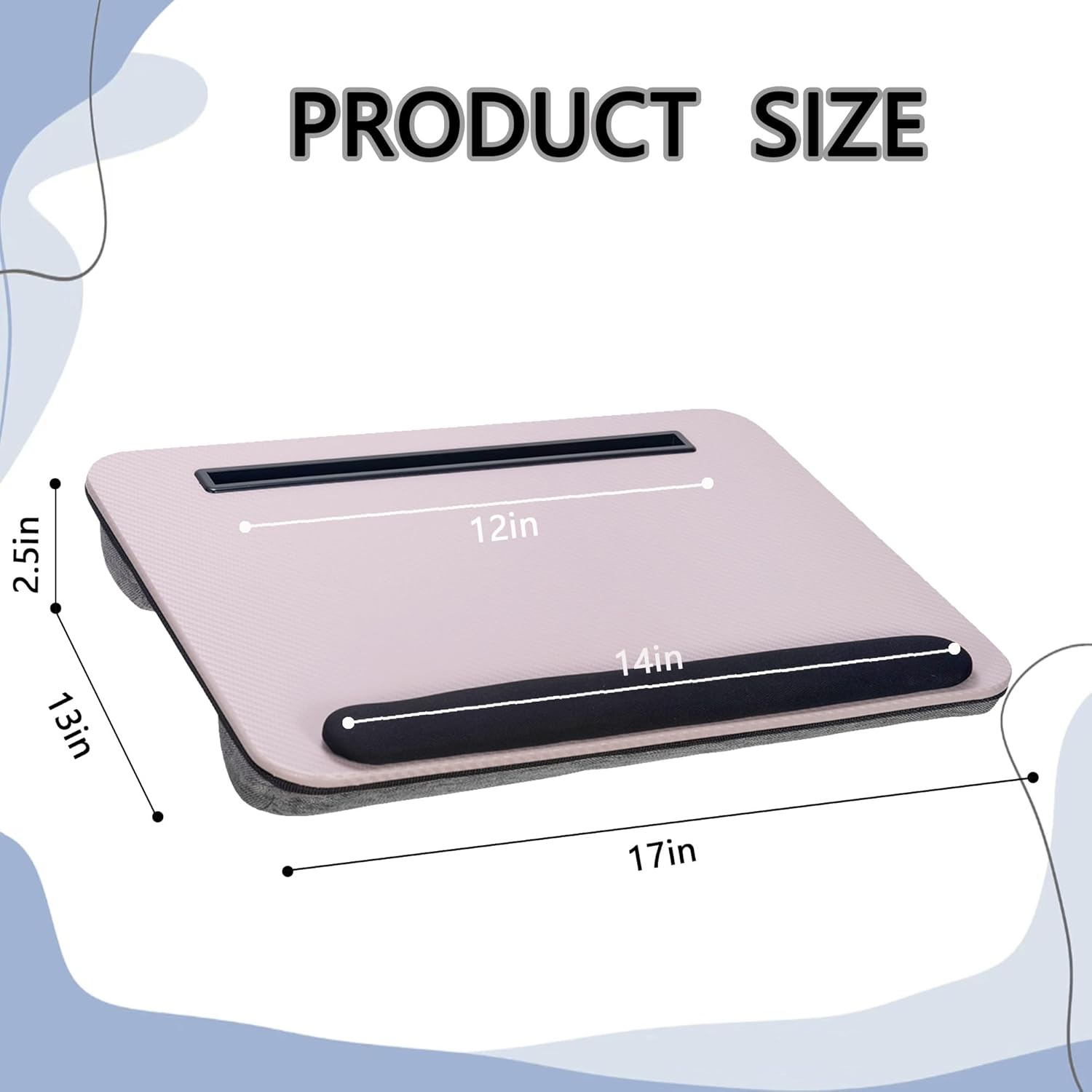 Portable Laptop Desk Fits Up to 16“ Laptops, with Tablet Slot, Built-in Cushion, Great for Home & Office,Lap Desk for Laptop,Lap Desk with Cushion (Grey Violet with Wrist Rest, Medium)