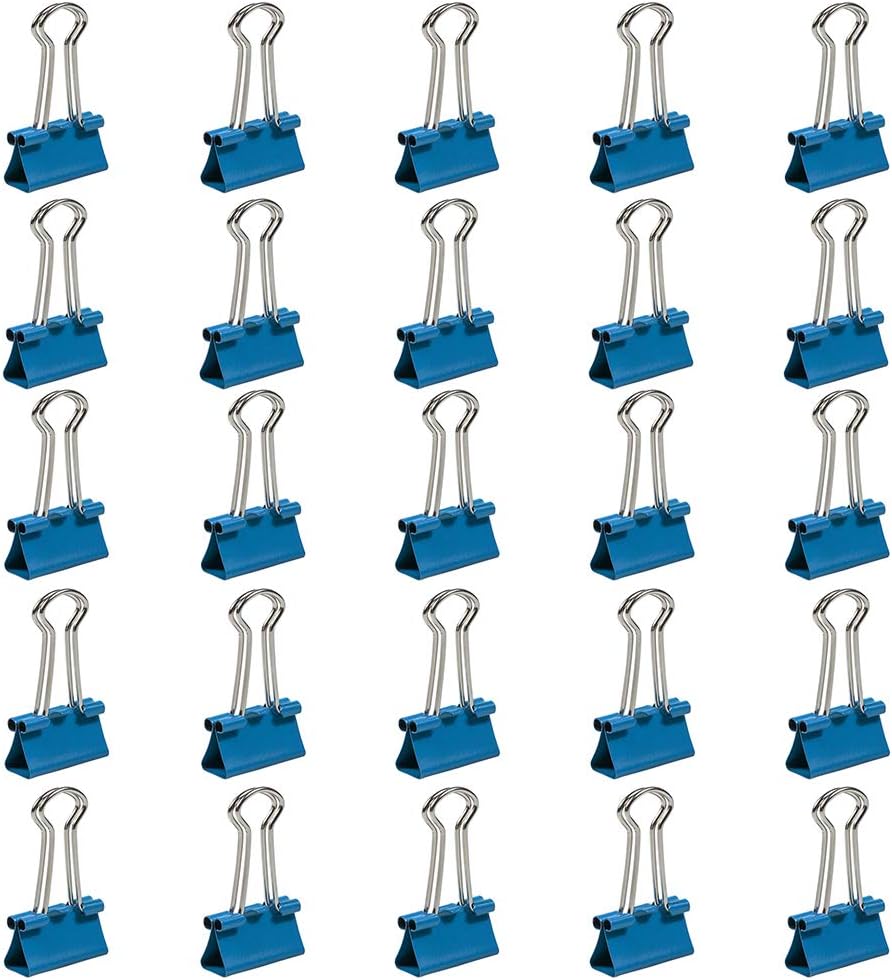 JAM PAPER Colorful Binder Clips - Small - 3/4 Inch (19 mm) - Blue Binderclips - 25/Pack