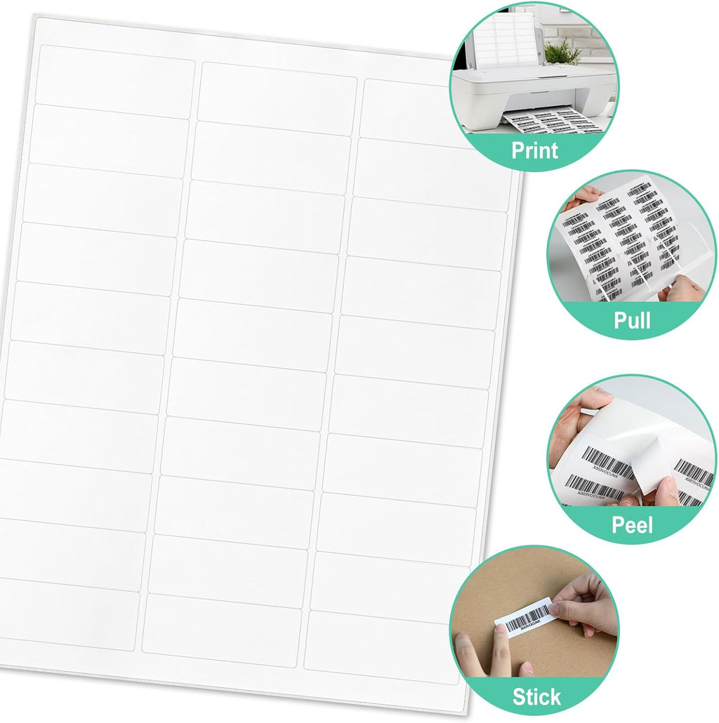 L LIKED Printable Address Labels, 1" x 2-5/8", 900 Labels, 30 per Sheet, Label Stickers for Envelopes (30 Sheets)