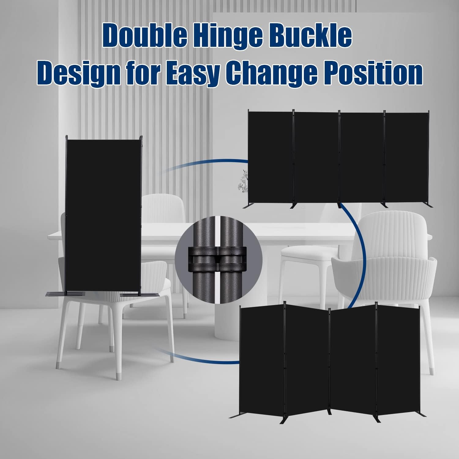 Room Divider 6FT Portable Room Dividers and Folding Privacy Screens, 136'' W Fabric Divider for Room Separation, 4 Panel Partition Room Dividers Freestanding Wall Divider Screen for Dorm Studio Office