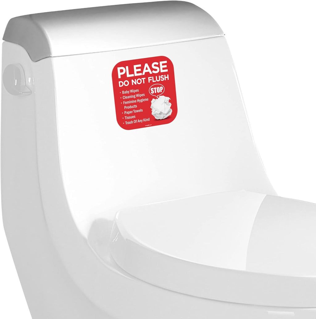 Please Do Not Flush Sign 5 Pack 6"x 6" Please Do Not Flush Anything Except Toilet Paper Sign Self Adhesive Decal