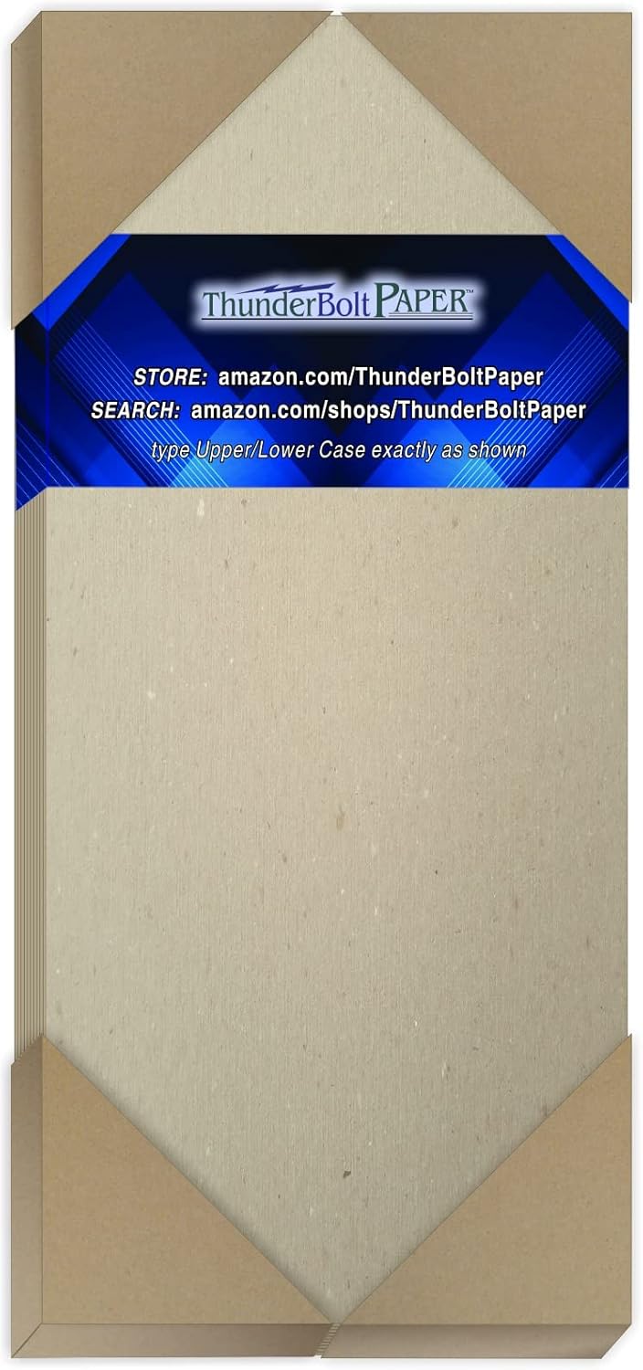 50 Sheets Chipboard 46pt (Point) 4 X 9 Inches Medium Weight Size Fits #10 Envelope .046 Caliper Thickness Cardboard Craft|Packing Brown Kraft Paper Board