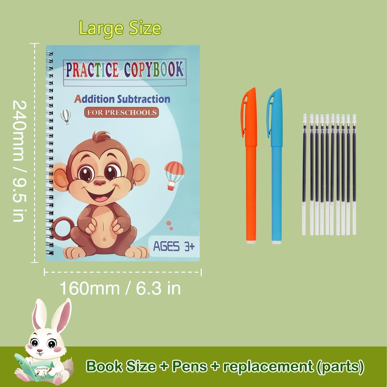 Reusable Grooved Handwriting Workbooks,Magic Copybook,Magic Writing Practice Copy Books, to Help Children Improve Their Handwriting Ink Practice Age 3-8 Calligraphy for Kids(5-Book Gift Set)