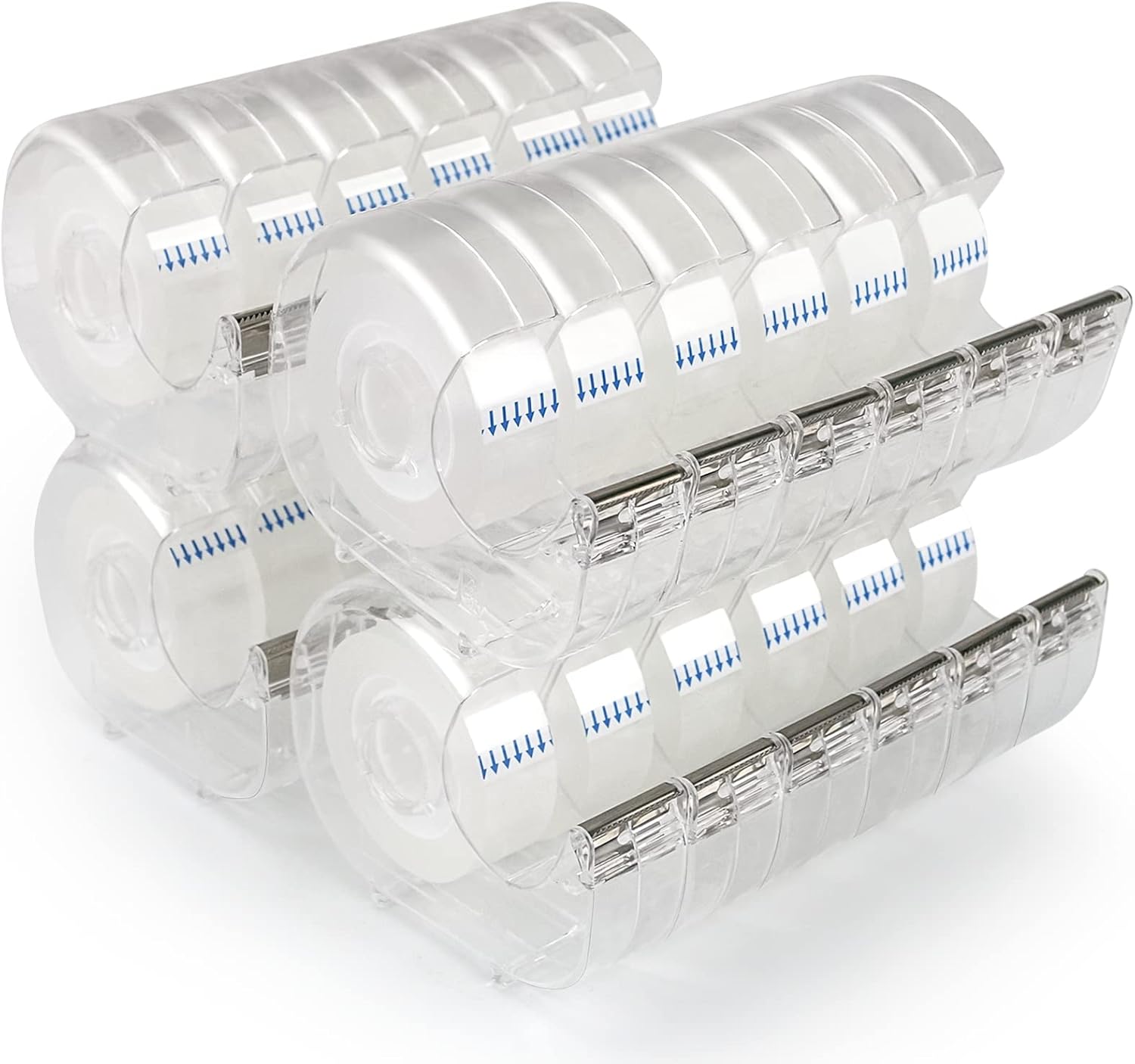 24 Pcs Transparent Tape with Dispenser, 0.7 in x 1000 in Clear Tapes and Refillable Dispensers, Office Tape Rolls with Dispenser Bulk for Craft Jobs, Gift Wrapping, Repairing, Home and School