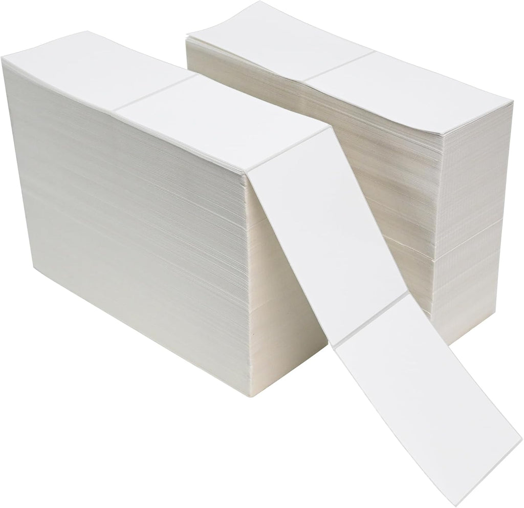 L LIKED 8000 Fanfold 4 x 6 Thermal Labels, with Perforated Line Shipping Labels, Compatible with Zebra & Rollo Printer, White, Commercial Grade