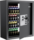 Uniclife 70 Position Key Cabinet with Combination & Key Lock Wall Mounted Security Keys Safe Key Organizer Resettable Black Digital with Keypad Lock Adjustable Racks Colorful Key Tags & Permanent Pen
