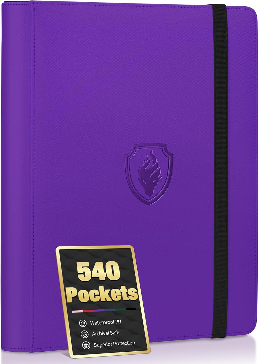 Premium 9 Pocket Card Binder for 540 Cards, Fabmaker PU Cover Trading Card Binder, Sturdy Card Collection Album, Sleek Card Holder Folders for YuGiOh, MTG, TCG, Game Cards & Sports Cards, Purple