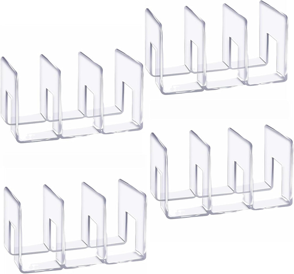 4PCS 3 Sections (Wide 4.2inch) Wallet Organizer for Closet, Handbag Storage, Bookshelves, Bag Organizer, Acrylic Desktop File Organizer, Desktop Accessories Organizer (Clear)