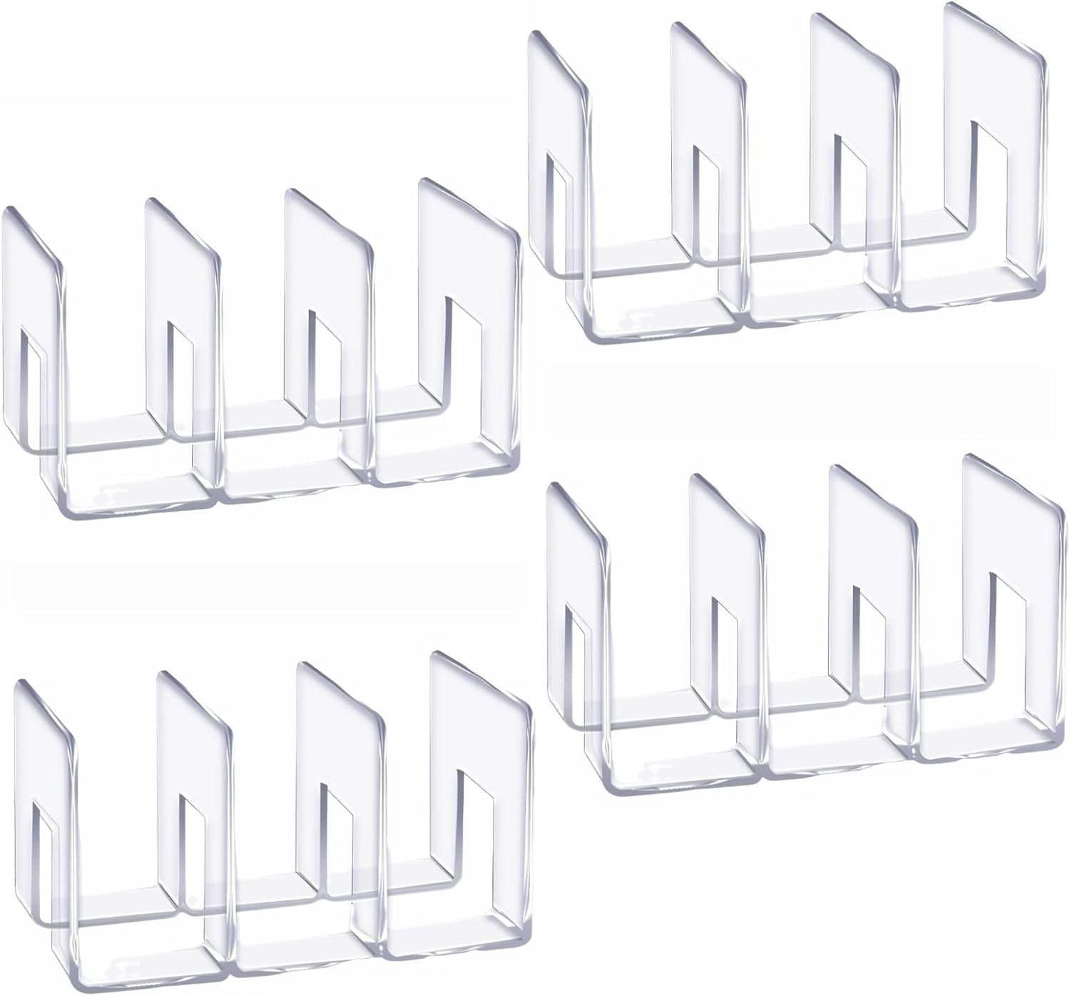 4PCS 3 Sections (Wide 4.2inch) Wallet Organizer for Closet, Handbag Storage, Bookshelves, Bag Organizer, Acrylic Desktop File Organizer, Desktop Accessories Organizer (Clear)
