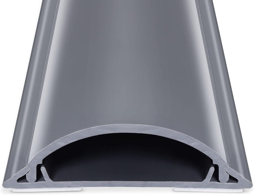 Cord Cover 6.6ft(2xL3.3Ft), Large Capacity Gray PVC Cord Hider - Hard Floor Wire Cover for Cable Management - 1.8" W x 0.6" H