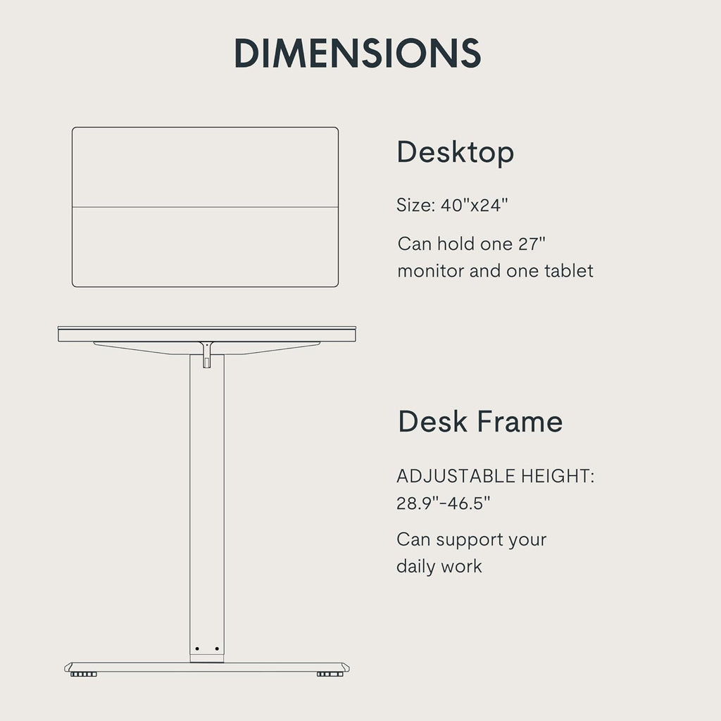 FLEXISPOT Standing Desk Electric Height Adjustable Desk with 40 x 24 Inch Splice Board, Home Office Computer Workstation, White Top + White Frame