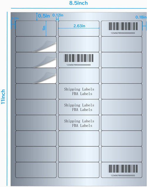 1" x 2-5/8" Address Labels- Matte Silver Mailing Labels Stickers for Laser/Inkjet Printer-Permanent Adhesive Stickers