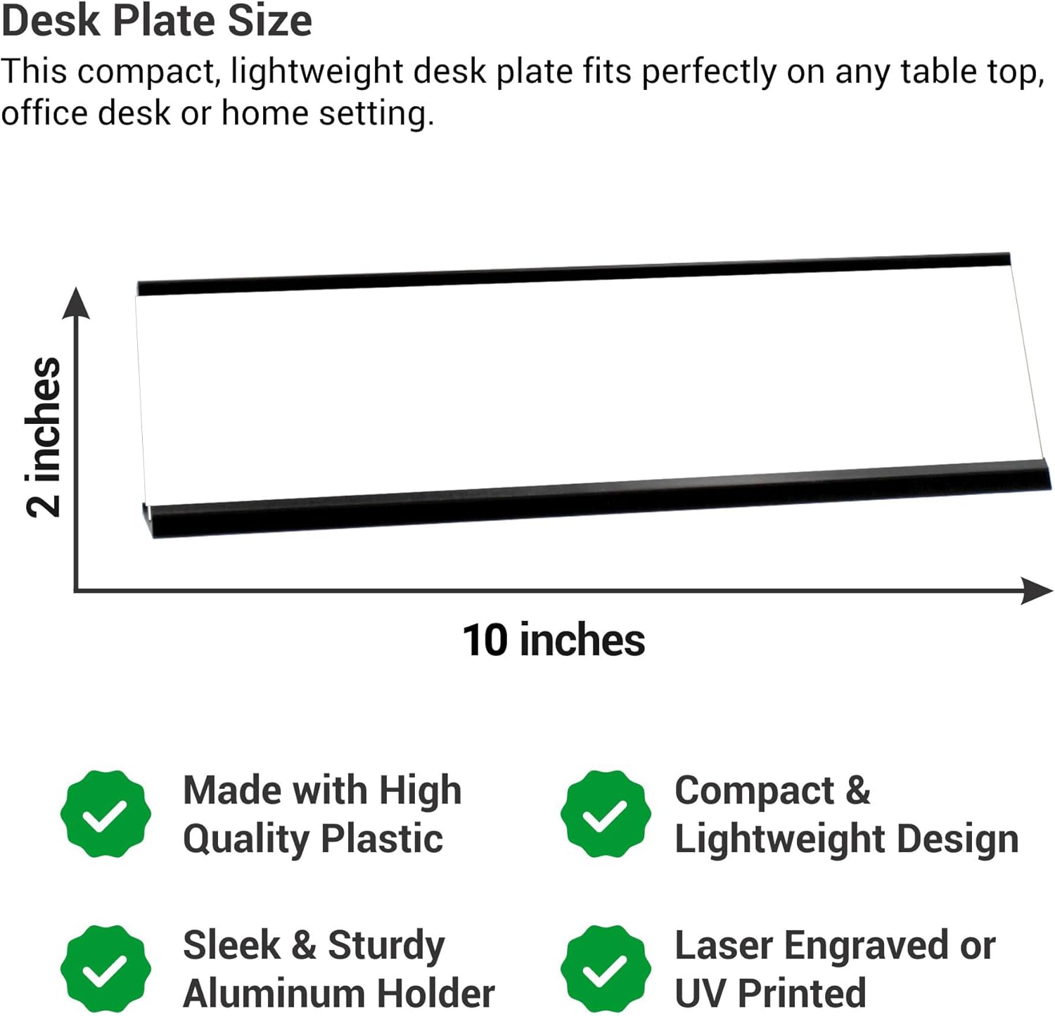 Custom Engraved Desk Plate | Personalized with your Name and Title | Perfect Decor for Office, Business, or Home | Multiple Font and Color Options | 2x8" or 2x10" (Purple w/White Letters, 2x10")