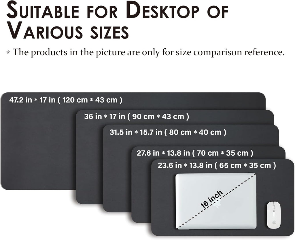 Leather Desk Mat - Non-Slip PU Desk Pad for Office and Home - Desk Organization and Accessories - Ideal for Large Mouse Pad and Desk Mats on Top of Desks (Black,27.6"x 13.8")