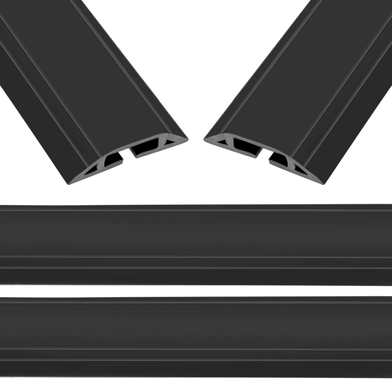 Eapele 10 ft Floor Cord Cover Heavy Duty Cable Protector, Easy to Unroll, Prevent Trip Hazard for Home Office or Outdoor Settings (Black - 2pcs)