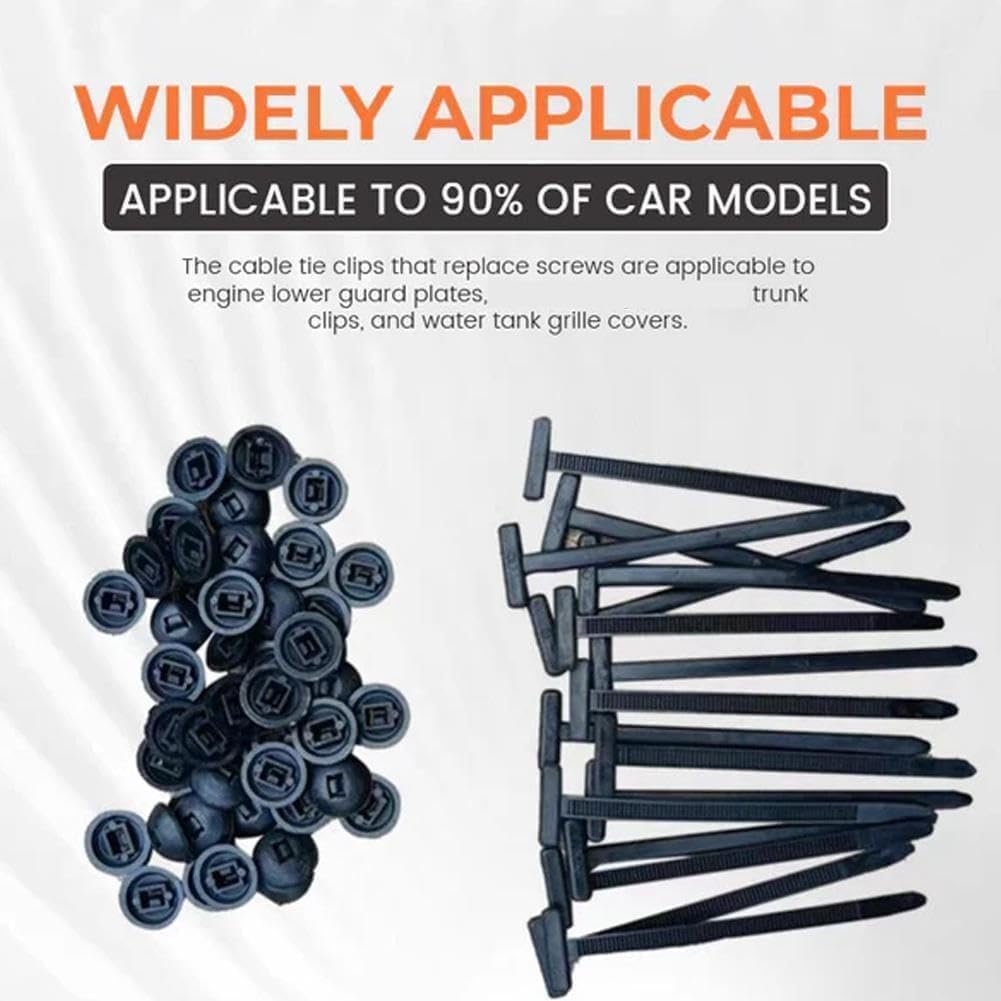 Automotive Zipper Clips,100 PCS Nylon Universal Cable Tie Buckle, Heavy Duty Self Locking Zip Tie Rivet Holder with Pin&Button Design,Multifunctional Cable Buckle for Car Daily Repair